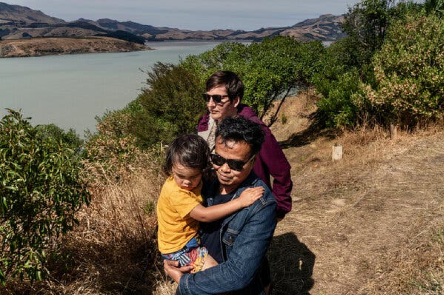 Alta Sacra, with her husband, Zulfirman Syah, and their son, Roes Syah, who were both shot at the Linwood mosque. 