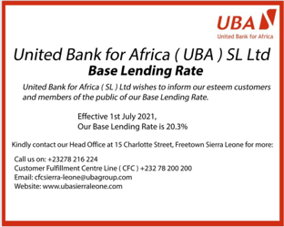 UBA:Base Lending Rate